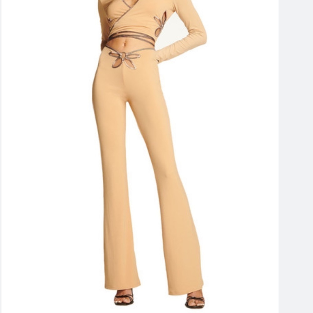 I.Am.Gia Tan Renalee Cut Out Flare Pants Size XS Festival Y2K